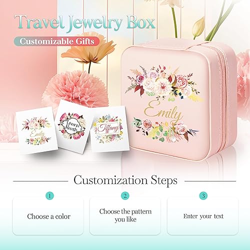 Miniatura 9 de Caramel Sweet Life Joyero  Organizador de joyas personalizado  Regalos para mamá  Pequeño estuche de joyería de viaje con flores de nacimiento