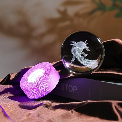 Miniatura 5 de Regalos de ajolote 3D para mujer, bola de cristales, figuras de ajolote, decoración de animales, figura de ajolote, cosas para habitación,