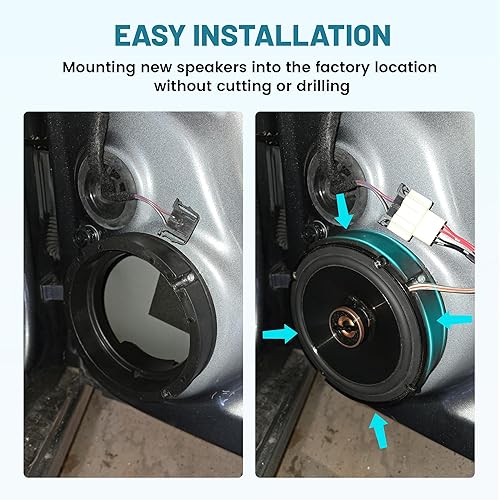 Miniatura 4 de NuIth Separadores de Placa Adaptadores de Altavoces de 6.5 Pulgadas para VW 1999-2019, Porsche 2000-2006, Skoda 2005-2013, Seat 1999-2005 Anillos de