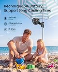 Gaiatop Mini Portable Pram Fan, Rechargeable Small Clip on Fan for Stroller, Detachable 3 Speed 360 Degree Rotate Flexible Tripod Handheld Desk Cooling Car Seat Crib Treadmill Travel Black