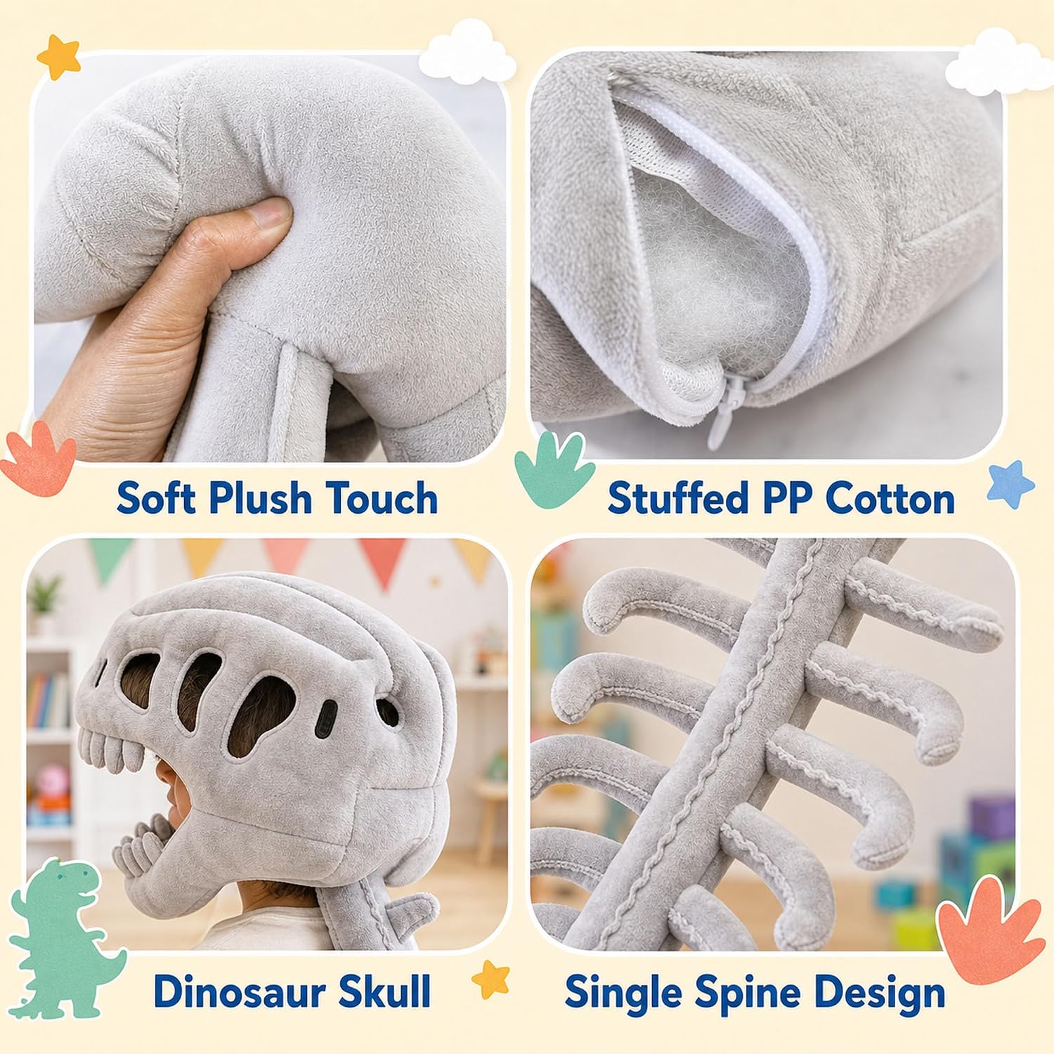 Dinosaur Toys Skeleton for Kids Wearable Dino Bone Plush Toy Boys Gifts
