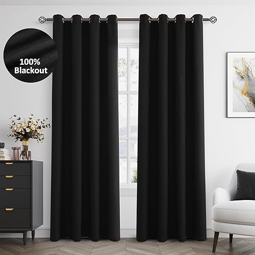 Miniatura 35 de Cream Linen Blackout Curtains 96 Length 2 Panels Set for Living Room Bedroom, 100% Black Out Thermal Insulated Linen Drapes, Room Darkening Grommet
