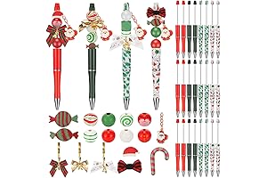 Christmas Beadable Pens Bulk: 48 Festive Pens & 180 Beads for Creative Classroom Crafts