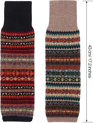 Miniatura 3 de SATINIOR 2 Pairs Bohemian Knit Leg Warmers Winter Long Leg Warmers Boot Cuffs Socks for Women