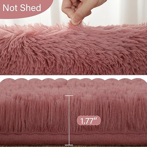 Miniatura 102 de LOCHAS Alfombra esponjosa para dormitorio, 2.6 x 5.3 pies, alfombra lanuda para dormitorio, mesita de noche, alfombra ovalada suave para sala