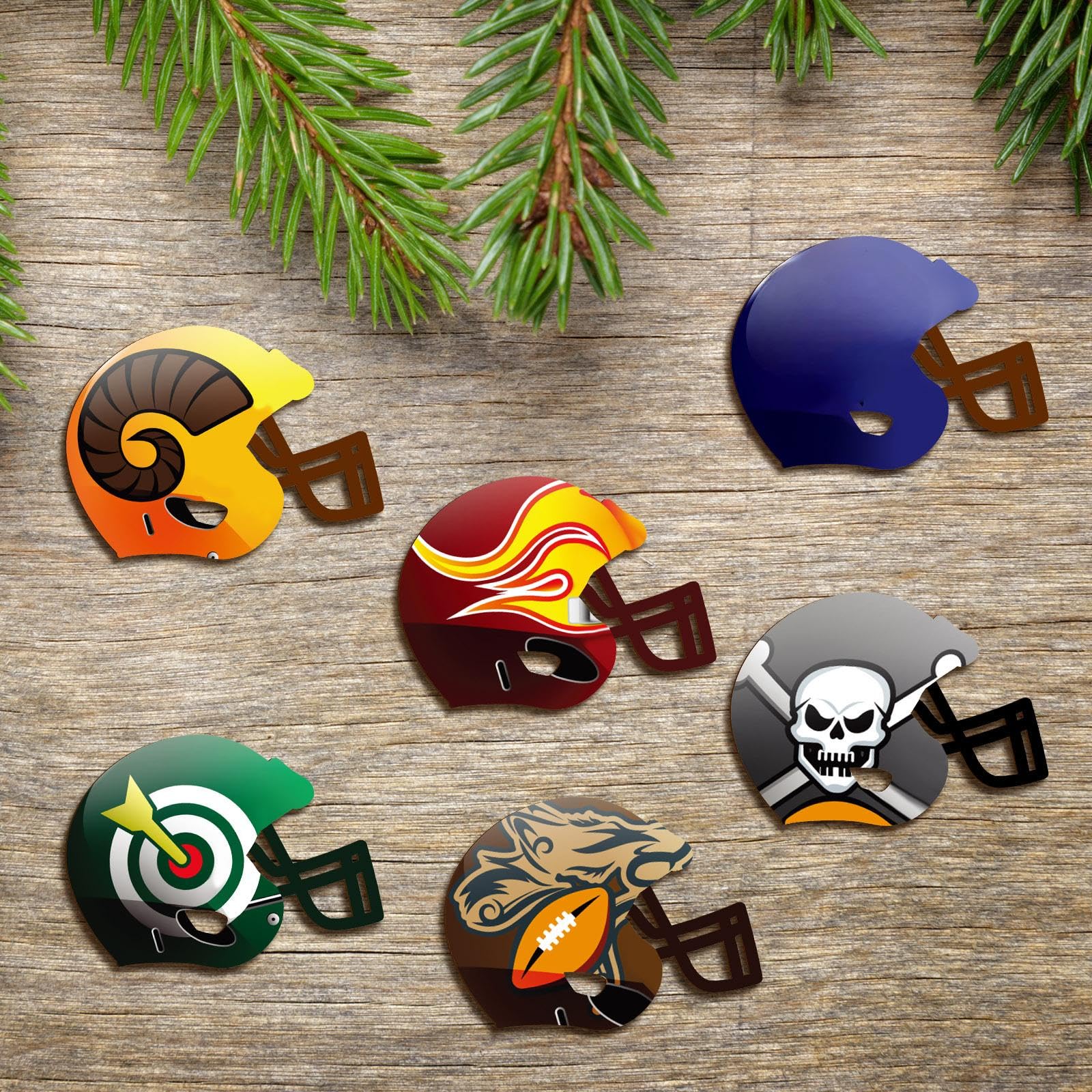 Yookeer 32 Piece Wood Football Crafts Unfinished Football Hockey Helmet Wood Cutout Helmets for Painting DIY Crafts Door Hanger Sports Themed Party Decoration