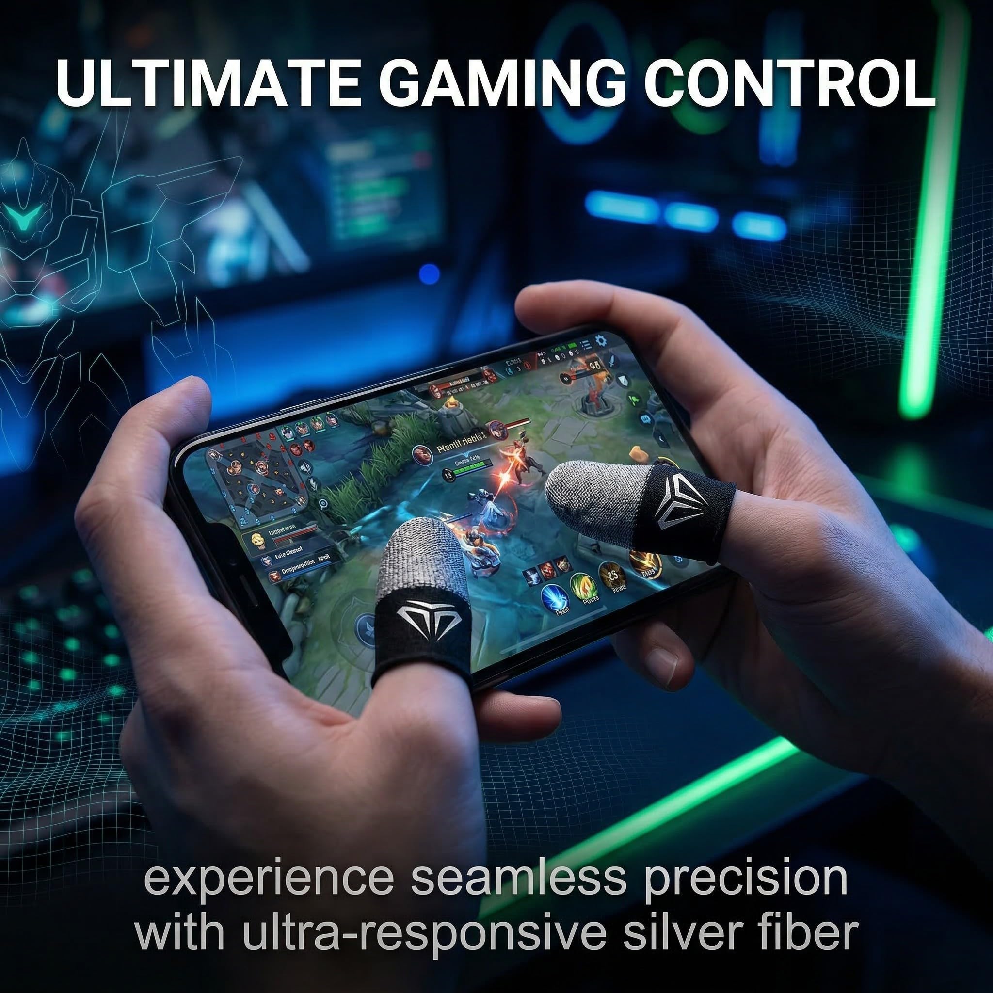 4 Pezzi Finger Sleeves Gaming Traspiranti e Anti-Sudore Manicotti per Dita Gaming Sensibili al Tocco e Antiscivolo Maniche per Dita da Gioco, Grigio e Nero