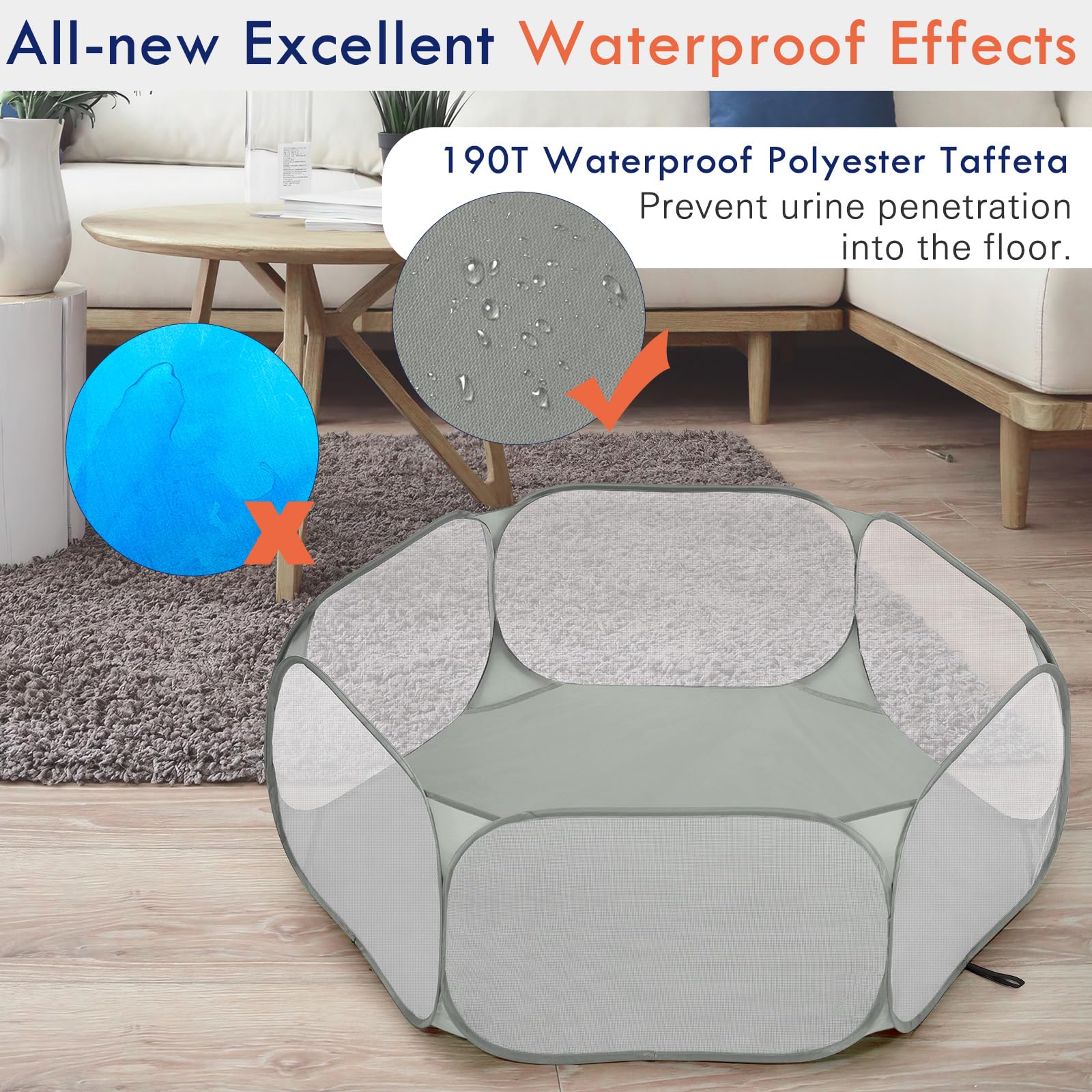 Pawaboo Small Animals Playpen, Waterproof Small Pet Cage Tent with Strong Steel Wire Frame - Image 4