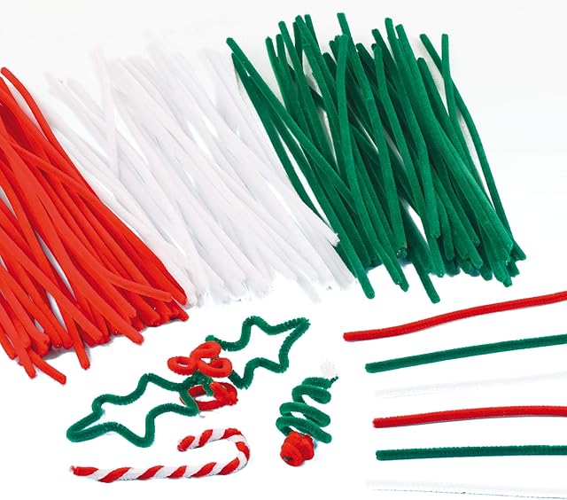 Baker Ross EX798 Christmas Pipe Cleaners Value Pack  Creative Art Supplies for Kids, Crafts and Decorations (Pack of 120)