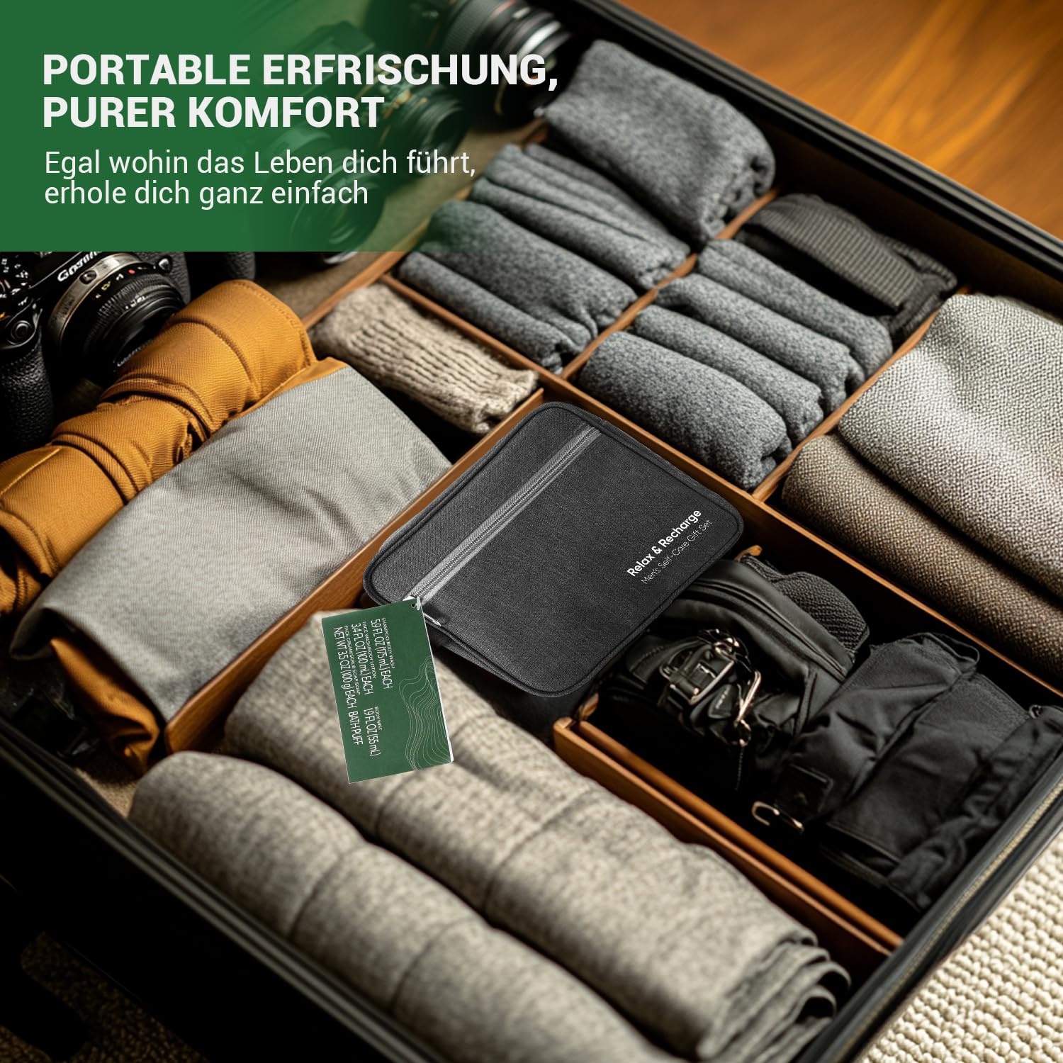 Gift Baskets for Men, 10 Pcs Herbal Mens Spa Set, Bath and Body Fathers Day Gift Baskets Includes Shower Gel, Face Wash, Face Cream & More, Fathers Day Gifts for Husband Dad, Birthday Gifts for Men - Image 6