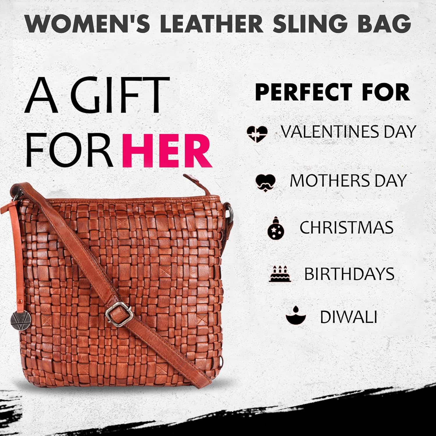 Genuine Leather Crossbody Sling Bag for Women, Purse for Women Trendy Casual Office Bag with Adjustable Strap - Image 6