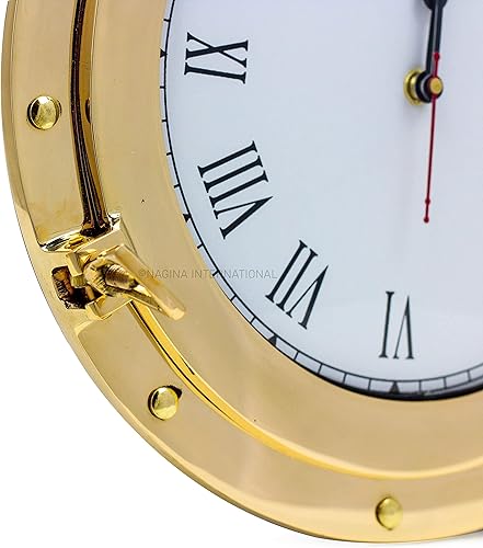 Miniatura 7 de Nagina International Reloj náutico de latón de alta calidad, elegante reloj de pared con esfera romana del barco pirata, regalo decorativo para el