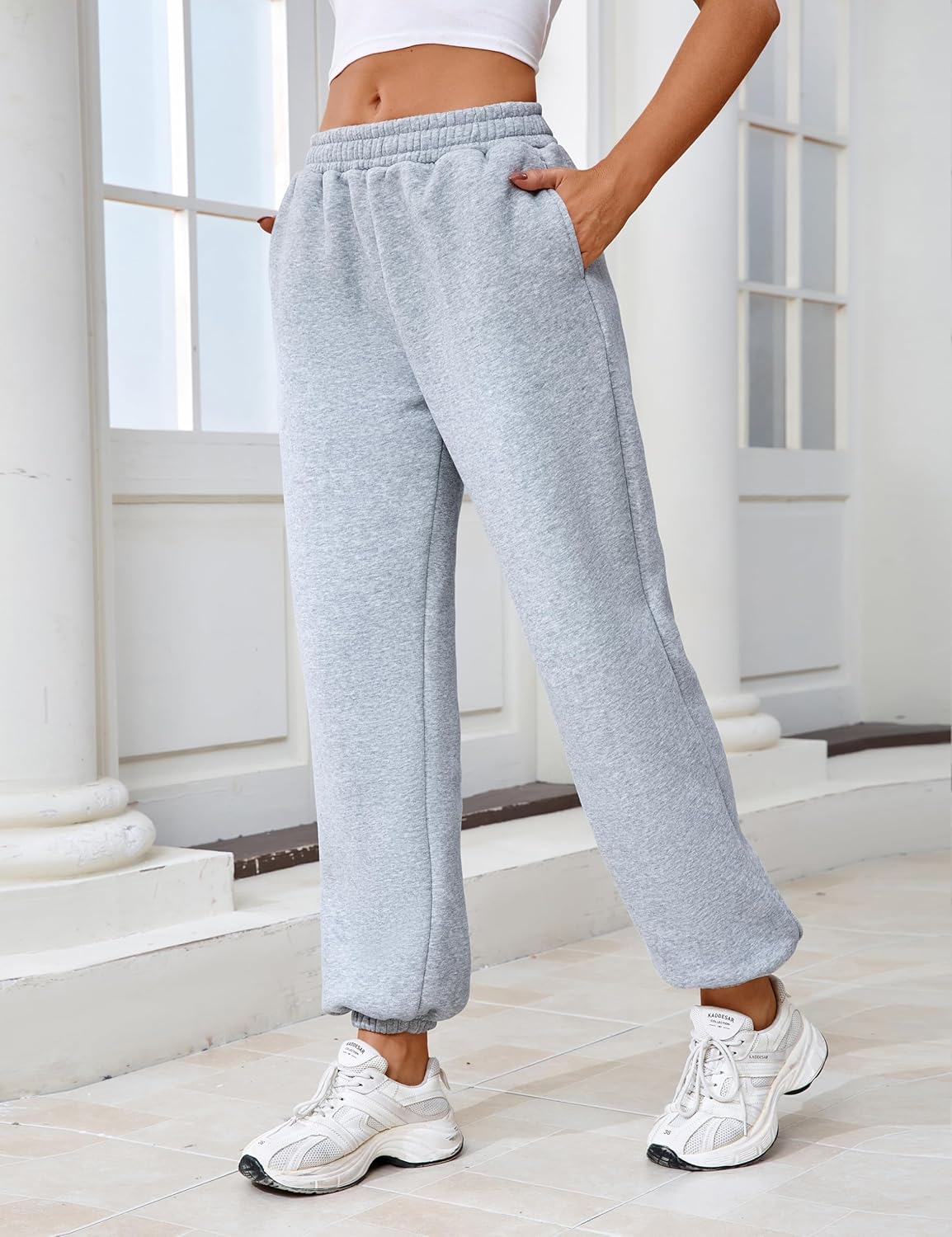 Sweatpants Womens Fleece-Lined Baggy Lounge Pants Active High Waisted Comfy Joggers for Women Fall Clothes - Image 2