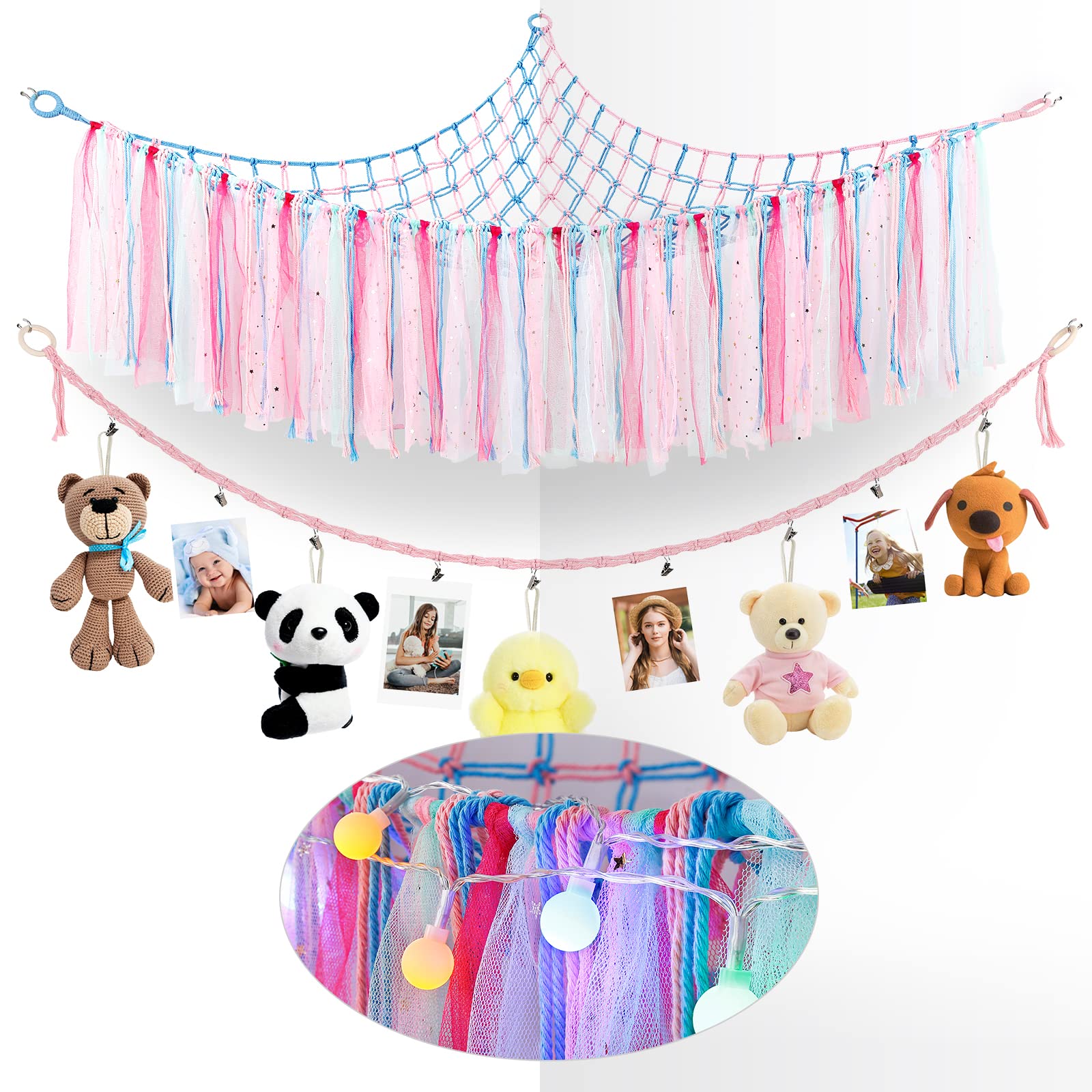 HOOMTREE Stuffed Animal Storage Hammock & Chain, Stuffed Animal Net
