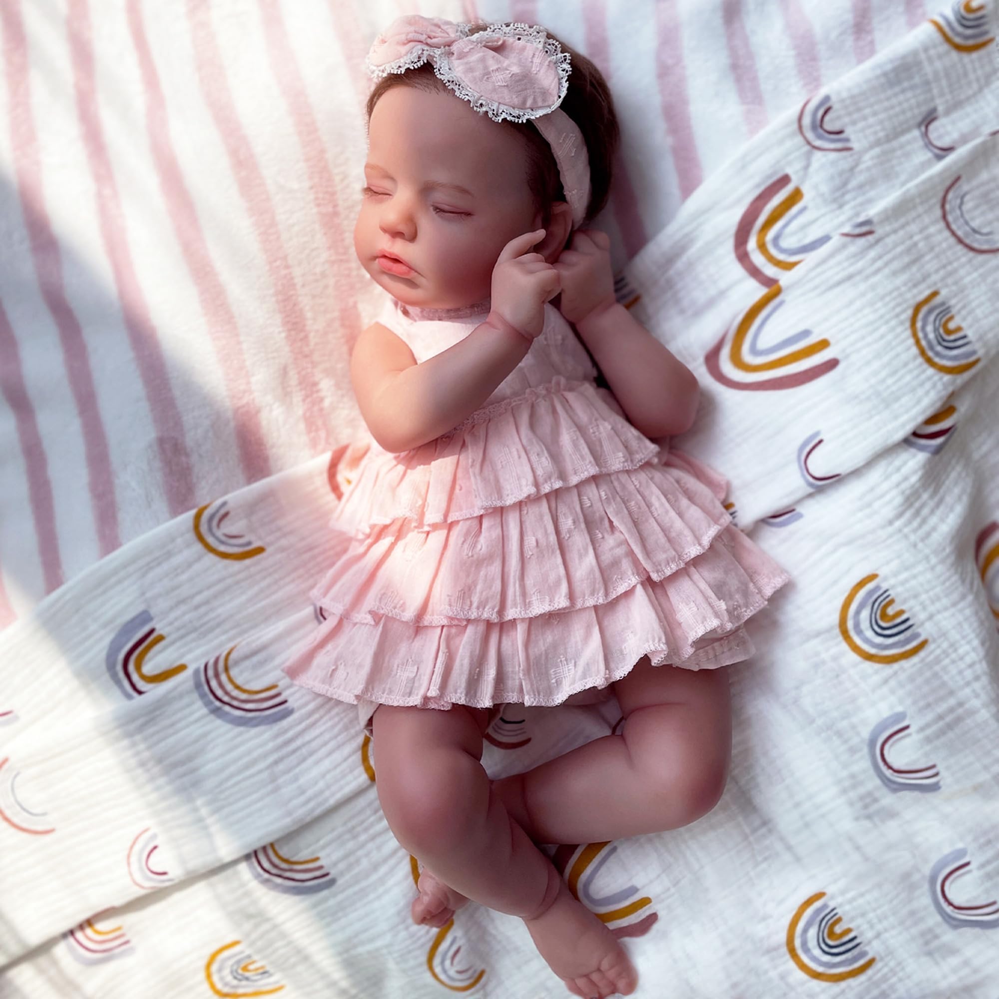 KaydoraRealistic Reborn Baby Dolls - 20 Inch Sleeping Soft Weighted Reborn Doll, Lifelike Handmade Newborn Baby Doll, Advanced Painted Gift Set for Kids Age 3+
