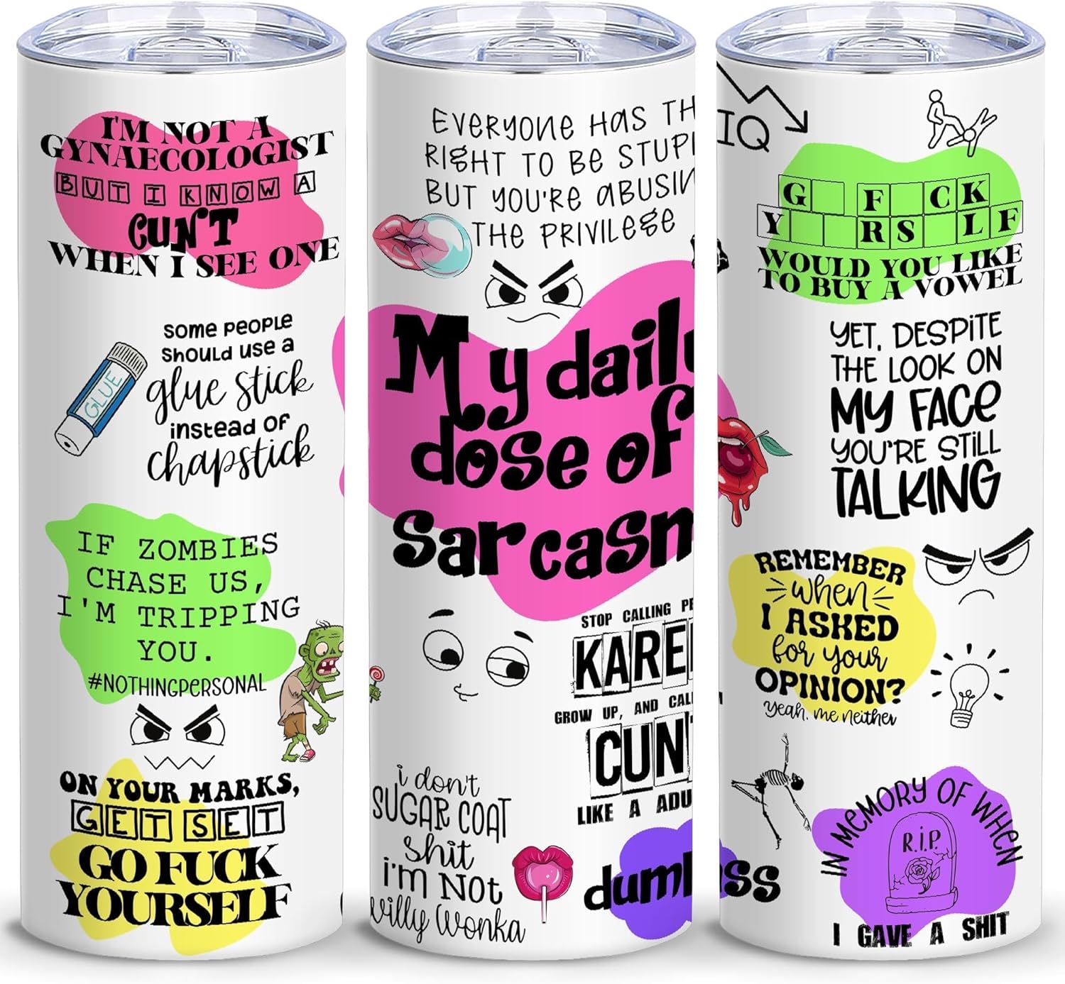 My Daily Dose of Sarcasm,20 Oz Insulated Stainless Steel Skinny Tumblers,Funny Travel Coffee Mug,Birthday Party Gift for Women Mom Friends Coworker,Colleague,Sarcastic Gifts for Nurse Doctor,1 Pcs