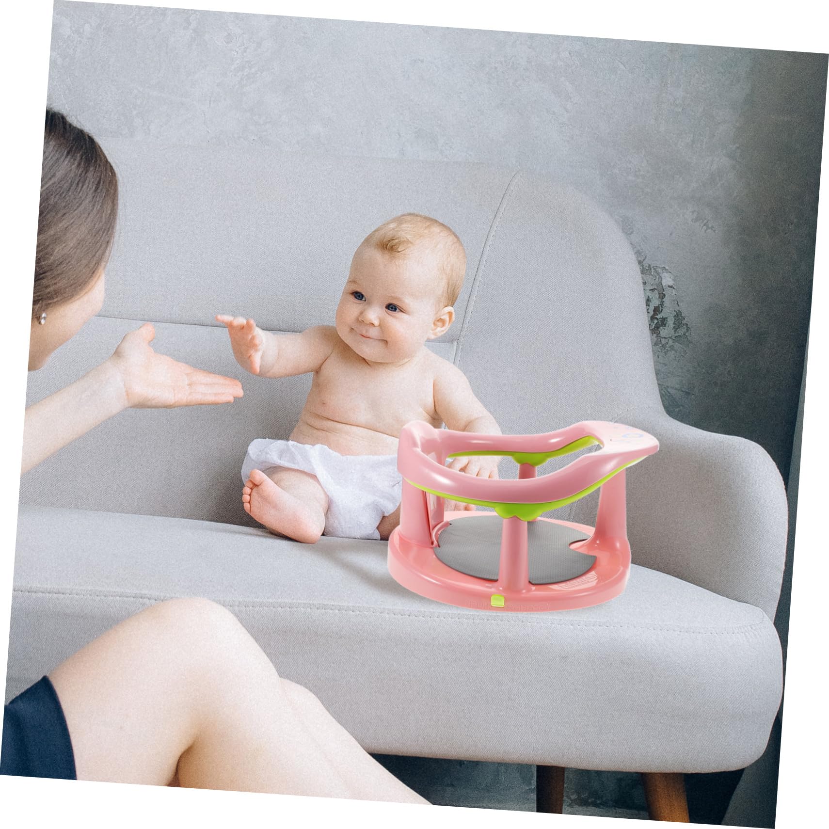Hemobllo Asiento de Baño para Ñiño Recién Nacido Color Rosa Diseño Versátil y Fácil de Transportar, Material Pp y Tpr Antideslizante para Bañeras y Lavabo