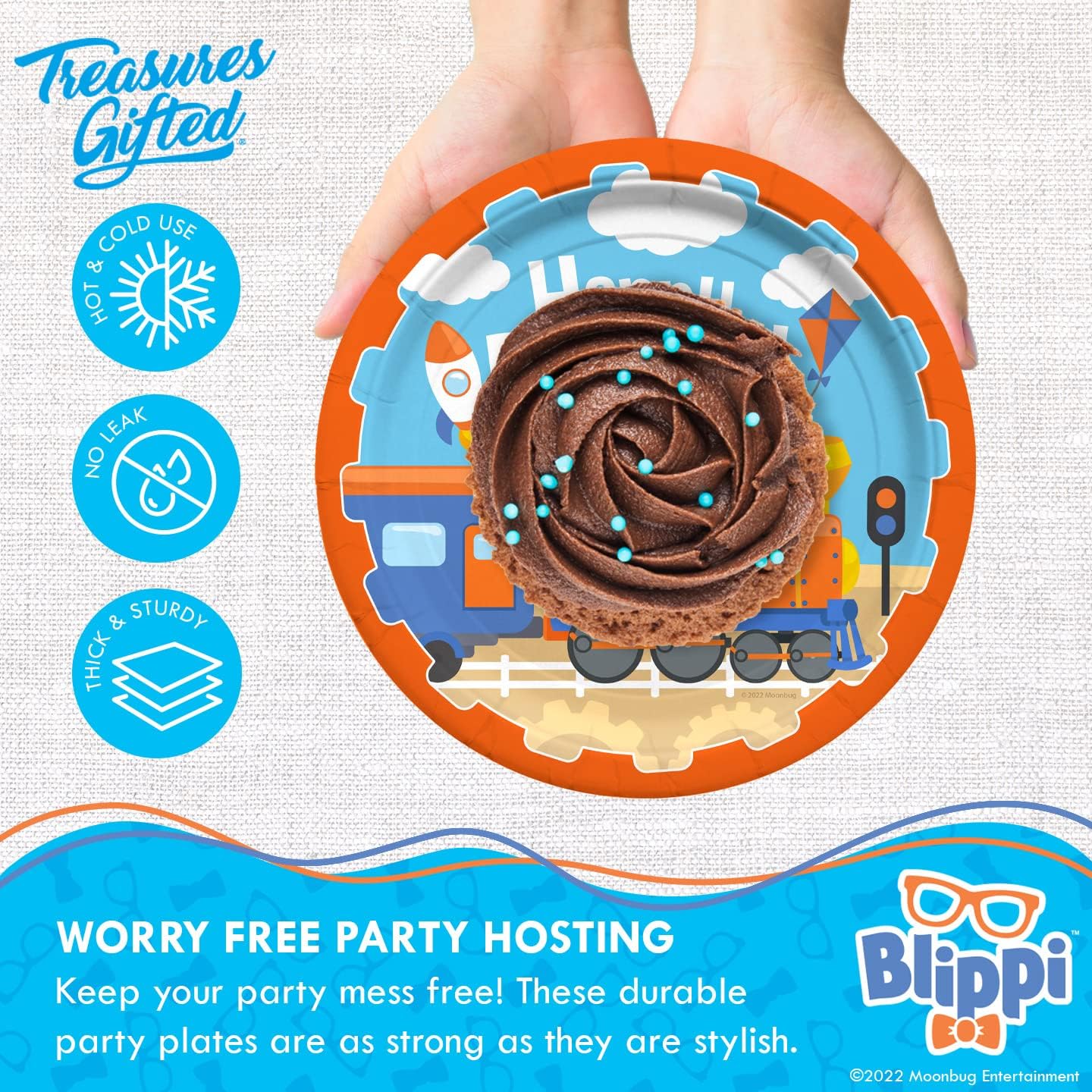 Treasures Gifted Officially Licensed Blippi Dessert Plates Vehicle 8ct - 7in Blippi Party Plates - Blippi Birthday Party Supplies - Blippi Paper Plates - Blippi Plates - Blippi Party Supplies - Image 3