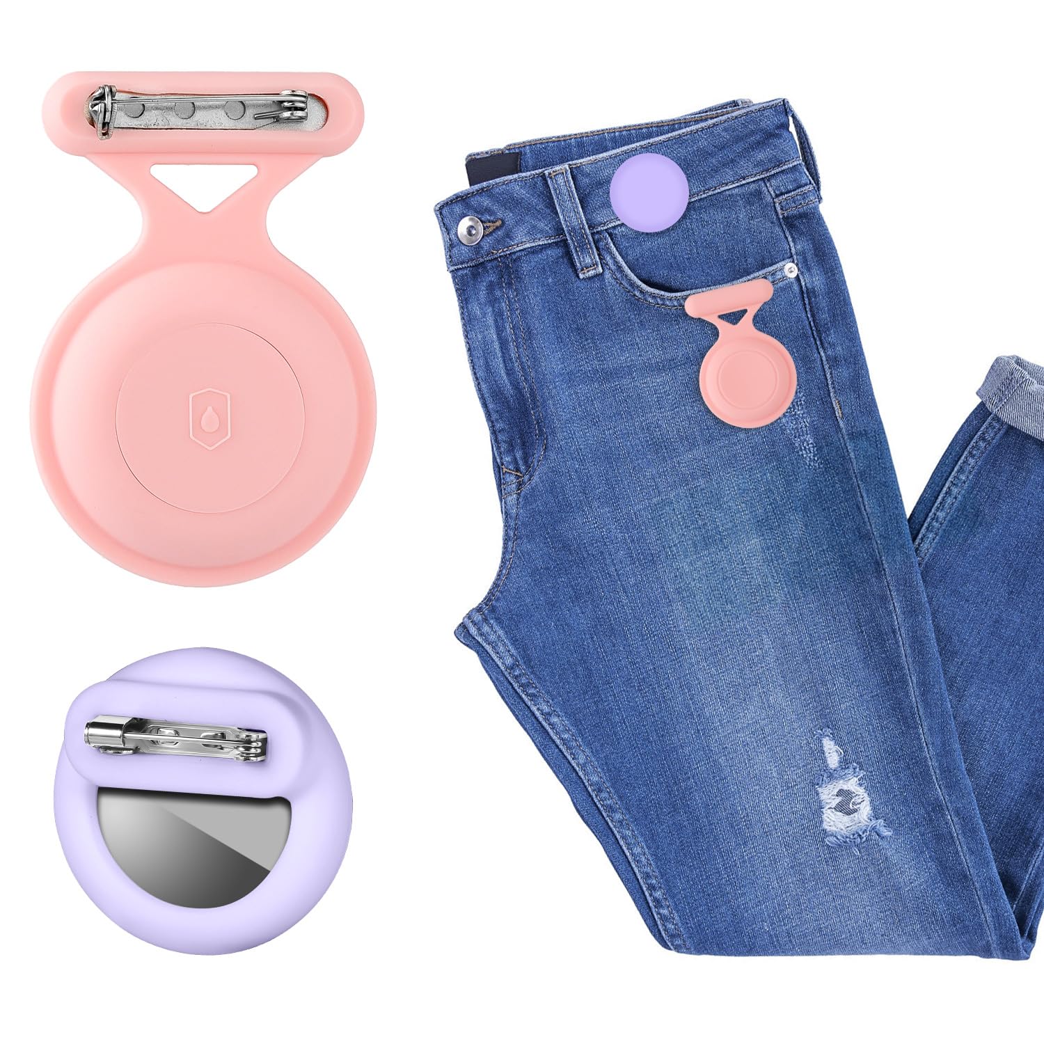 2pcs Hidden Kids Holder for Airtag Silicone Case with Safety Pins Waterproof Drop-Proof Holder Cover Compatible with Apple Air Tag for Elderly Suitcases Pack Backpacks Pets Clothing (Purple - Image 4
