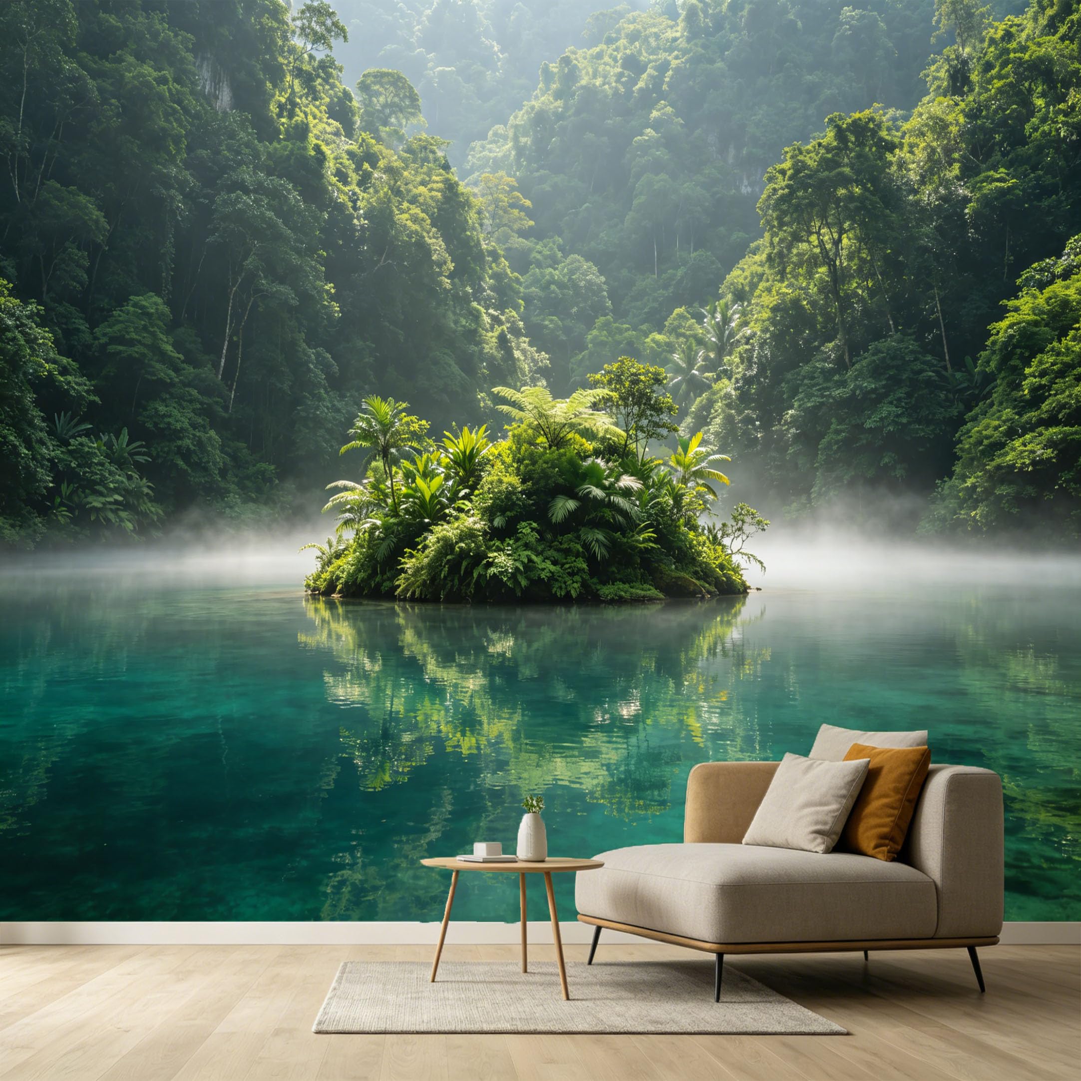 Custom Size Wall Murals Tropical Island Forest Lake Landscape Botanical 3D SelfAdhesive Wall Fabric Removable Large Wallpaper for Photo Living Room Interior Decor