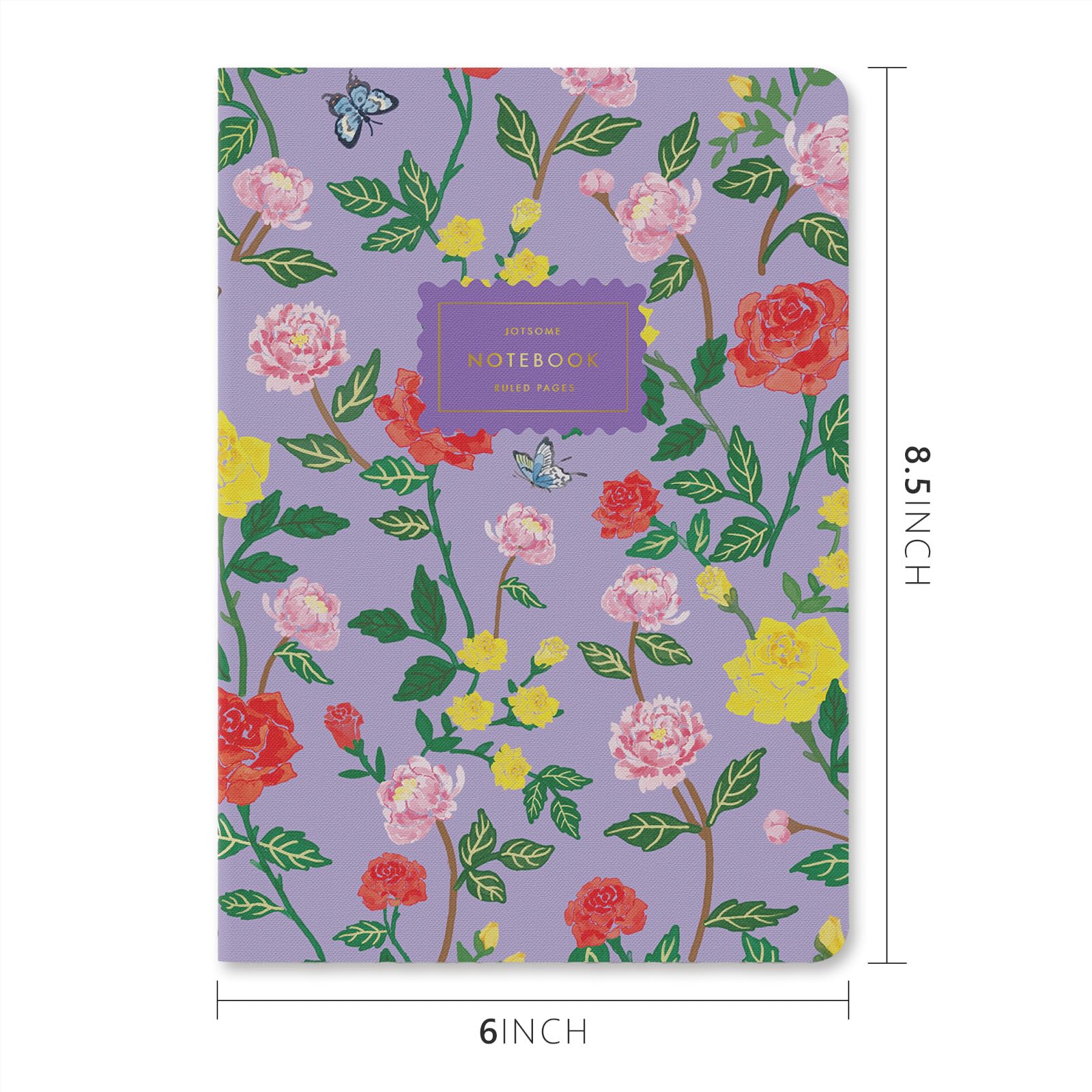 Jotsome Lot de 3 carnets cousus de 15,2 x 21,6 cm, 64 pages larges lignées, carnet esthétique pour l'école, le journal, l'écriture, les voyages et le planificateur, cadeau pour les vacances ou Noël