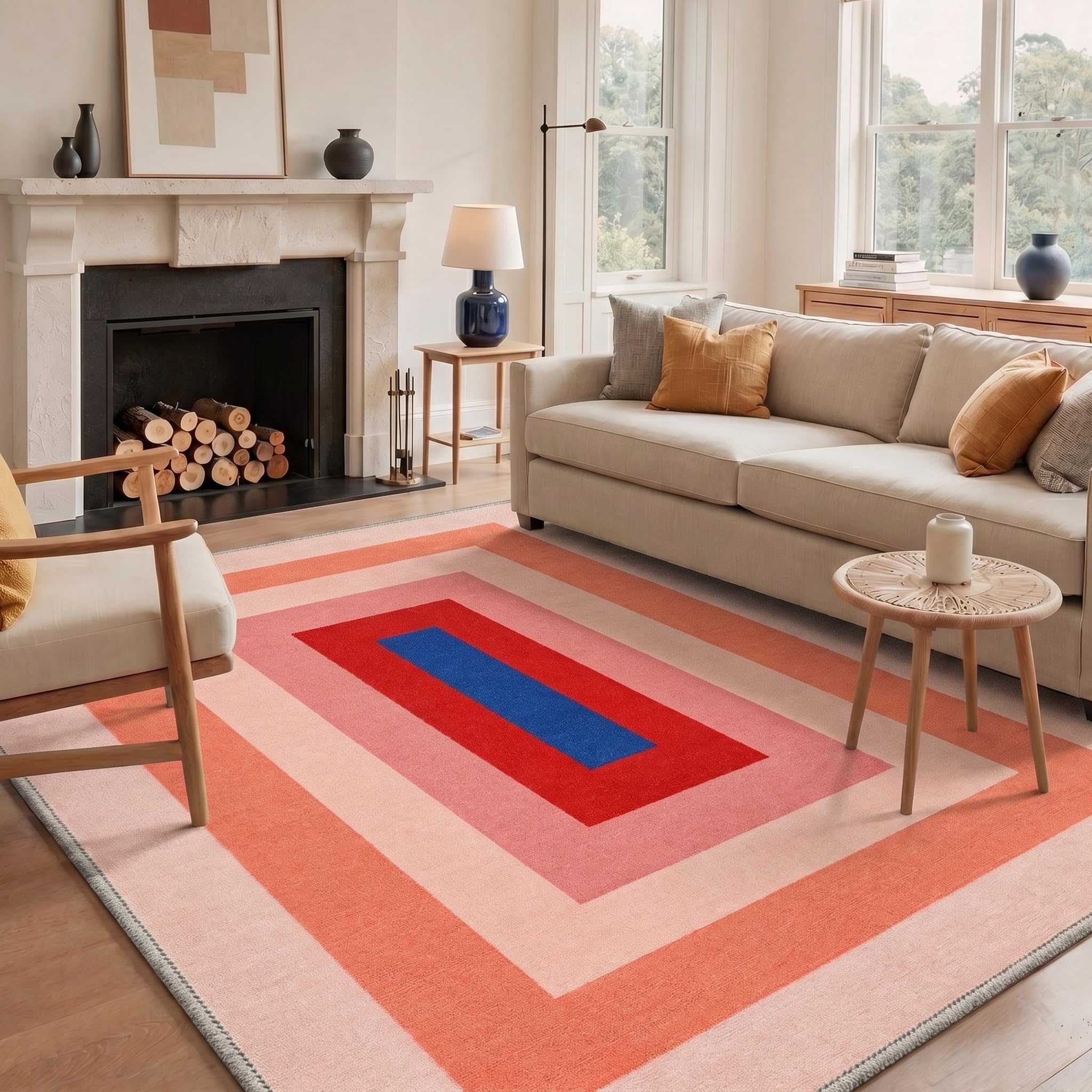 GENIMO Tapis Salon 160x230 cm - Moderne Rose - Antidérapant pour Salon ou Chambre - Rose Eclair