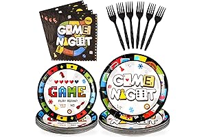 Disposable Game Night Party Plates for Family Gatherings of 24
