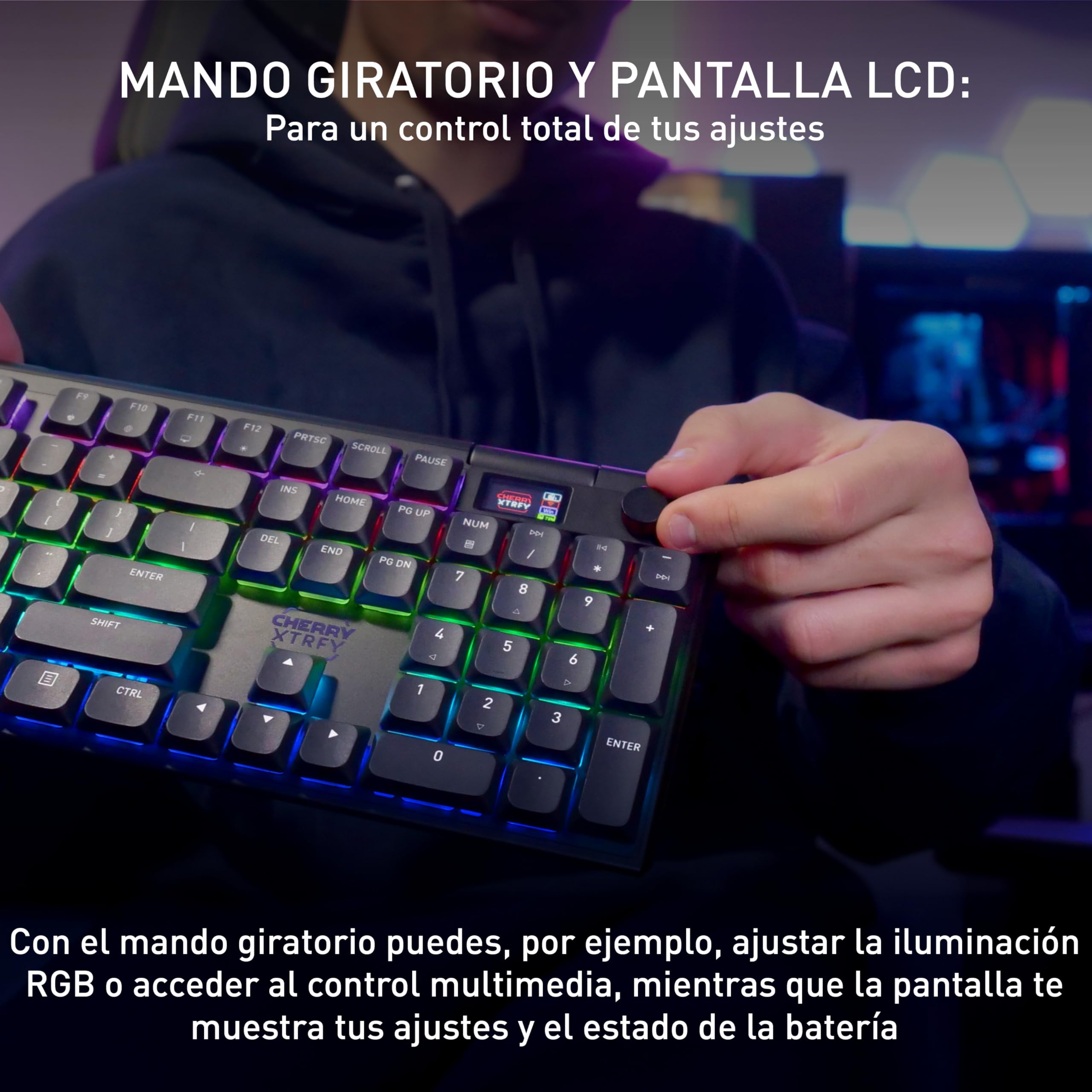 CHERRY XTRFY MX 10.1 Wireless, Teclado Mecánico Gaming De Perfil Bajo, Disposición Alemana (QWERTZ), Teclado Multidispositivo, Switches MX LP 2.0 Red, Negro