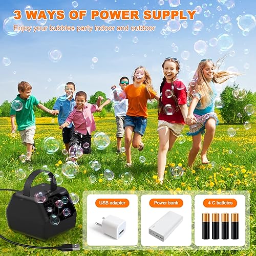 Miniatura 5 de Bubble Machine,Automatic Bubble Blower, Bubble Machine for Kids and Toddler lPortable Bubble Makers with 2 Speed Levels,16000+ Dual BubblesMin,