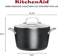 Vista 2 de KitchenAid Olla de Caldo Antiadherente de Inducción Anodizada Dura con Tapa, 8 Cuartos, Negro Mate
