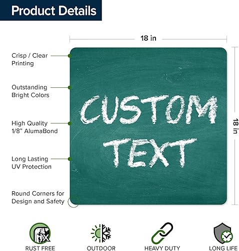 Miniatura 310 de My Sign Center - Letrero personalizado, 11 colores de fuente, 13 estilos de fuente, 4 opciones de agujero, 22 tamaños, 8 x 32 pulgadas, sin óxido,