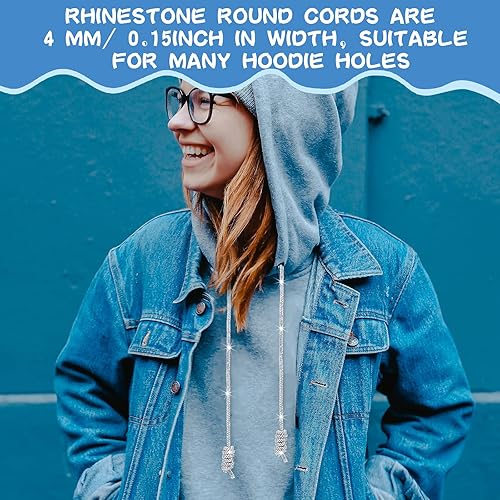 Miniatura 5 de Shappy 9 Yards Rhinestone Glitter Shoelaces Glitter Cord Crystal Shiny Round Cords Bling Hoodie Drawstring for DIY Decor