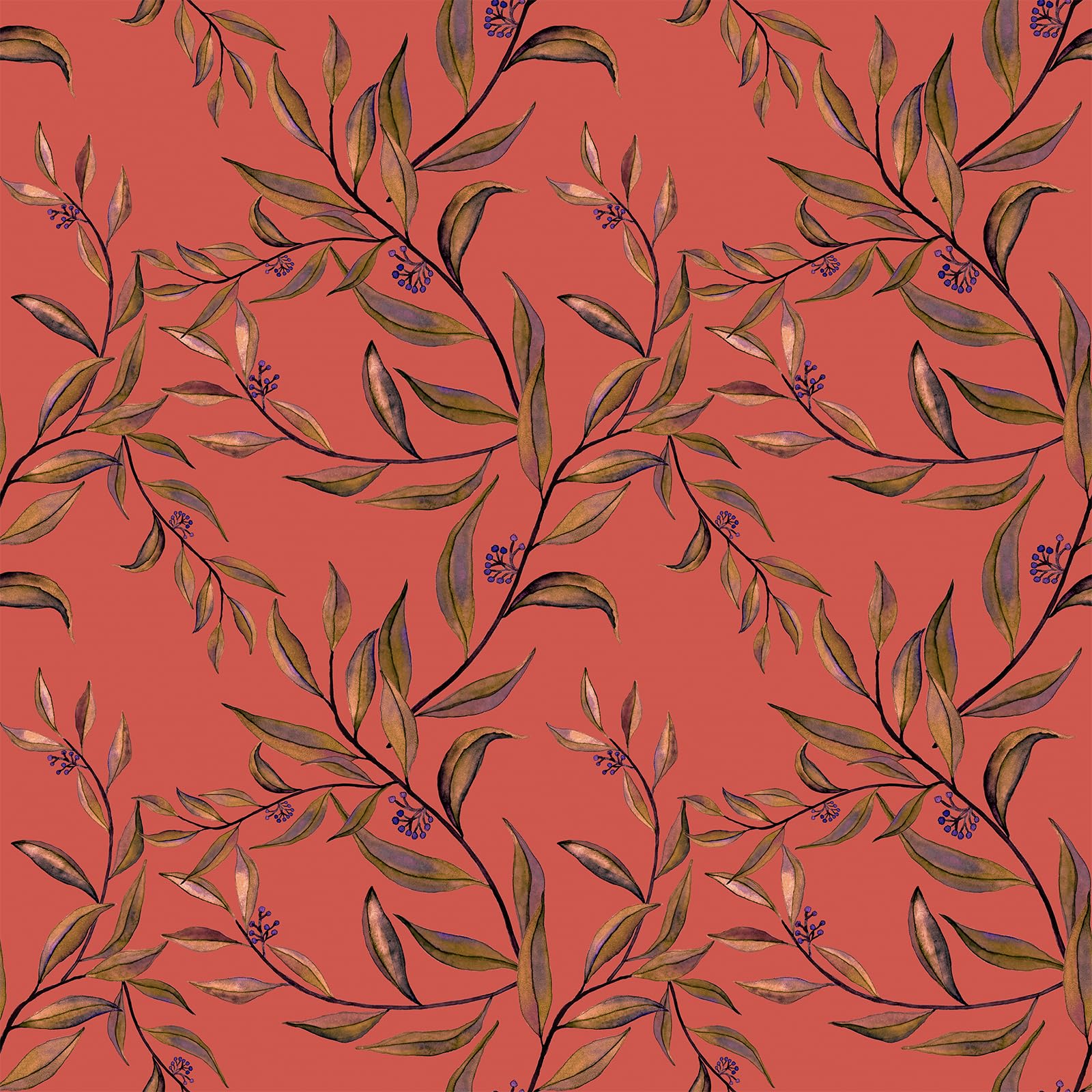 VEELIKE Vintage Vermilion Orange Leaf Wallpaper Peel and Stick Boho Leaf Contact Paper for Furniture 44.5cm x 300cm Prepasted Removable Tropical Botanical Wallpaper Mural for Bedroom Bathroom Kitchen