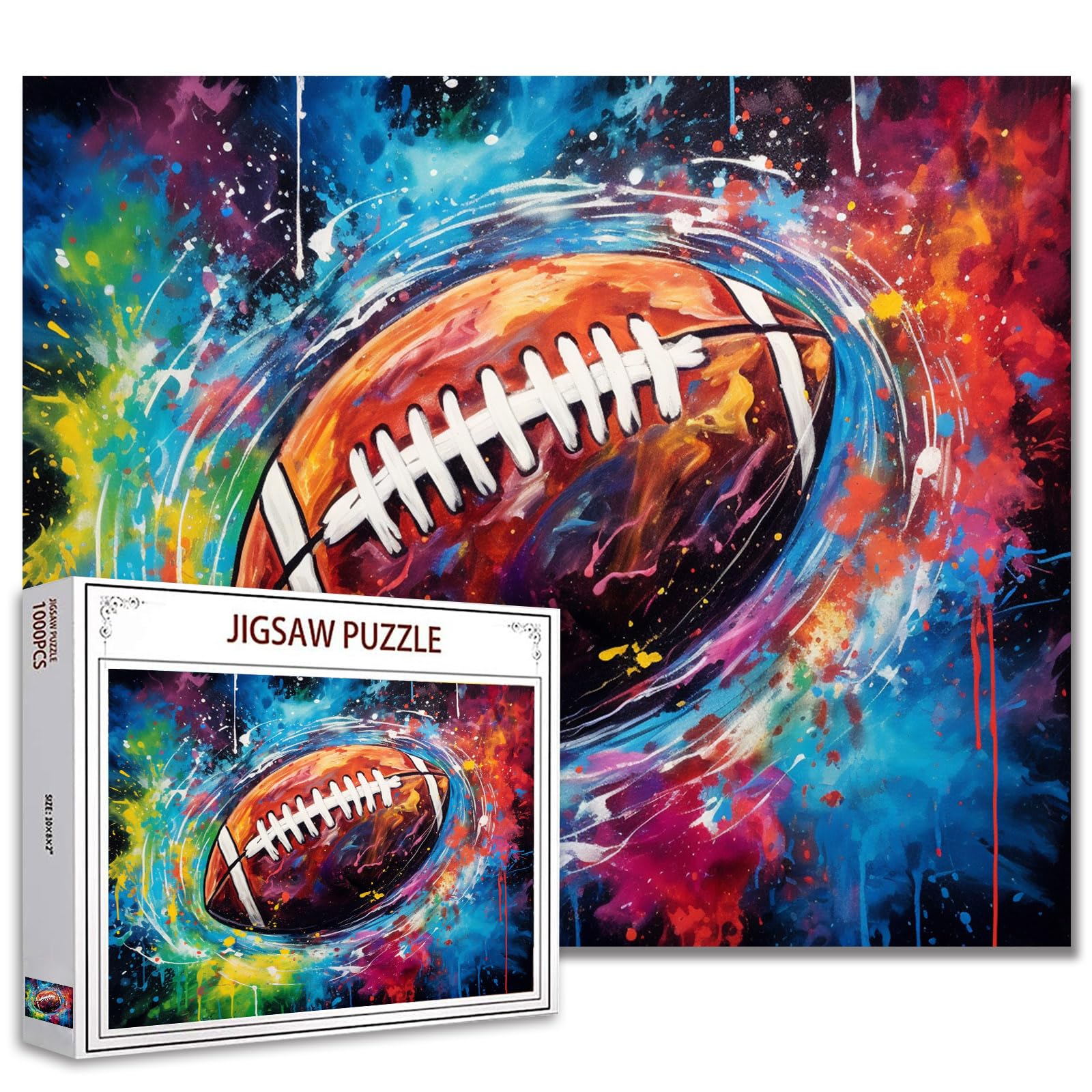 Tucocoo Rugby Sport 1000 Piece Jigsaw Puzzle for Adults, Modern Graffiti Art Style, 19.69" x 27.56" (50x70cm), 1 Set, 1000 Pieces, 1 Puzzle, 6.5E+2 gram, Ages 7 and Up — image 1
