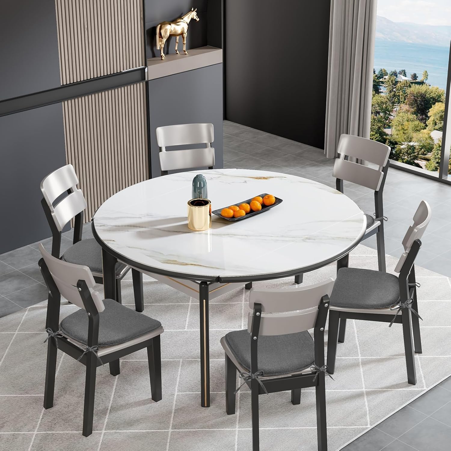 TushGuard Chair Cushions for Dining Chairs Set of 4, Soft Seat Cushions for Kitchen Chairs, Non-Slip Bottom with Ties, Comfortable Everyday Chair Pads, Grey