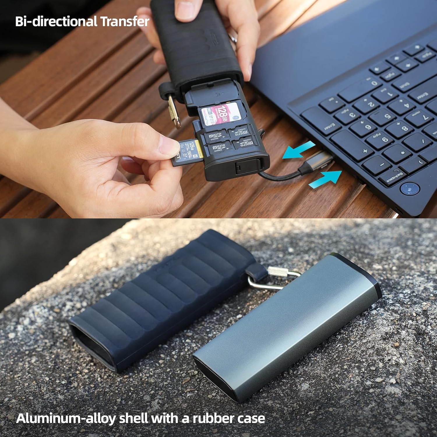 TELESIN° High-Speed SD Card Reader, MAX 312MB/S USB 3.1 Type-C Dual Slots Micro SD/TF Card Carrying Case Holder for Cameras, Smartphones, Drones, Action Cameras Plug and Play.