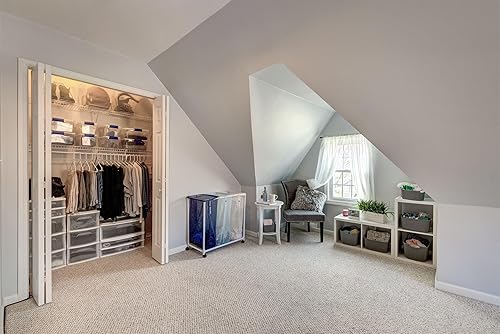 Miniatura 2 de HOMZ Paquete de 8 cubos organizadores de almacenamiento de plástico transparente con tapas, 31 cuartos de galón, pestillo azul