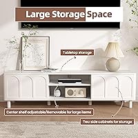 Vista 5 de Soporte de TV para televisores de hasta 70 pulgadas, centro de entretenimiento con gran almacenamiento para sala de estar, consola multimedia