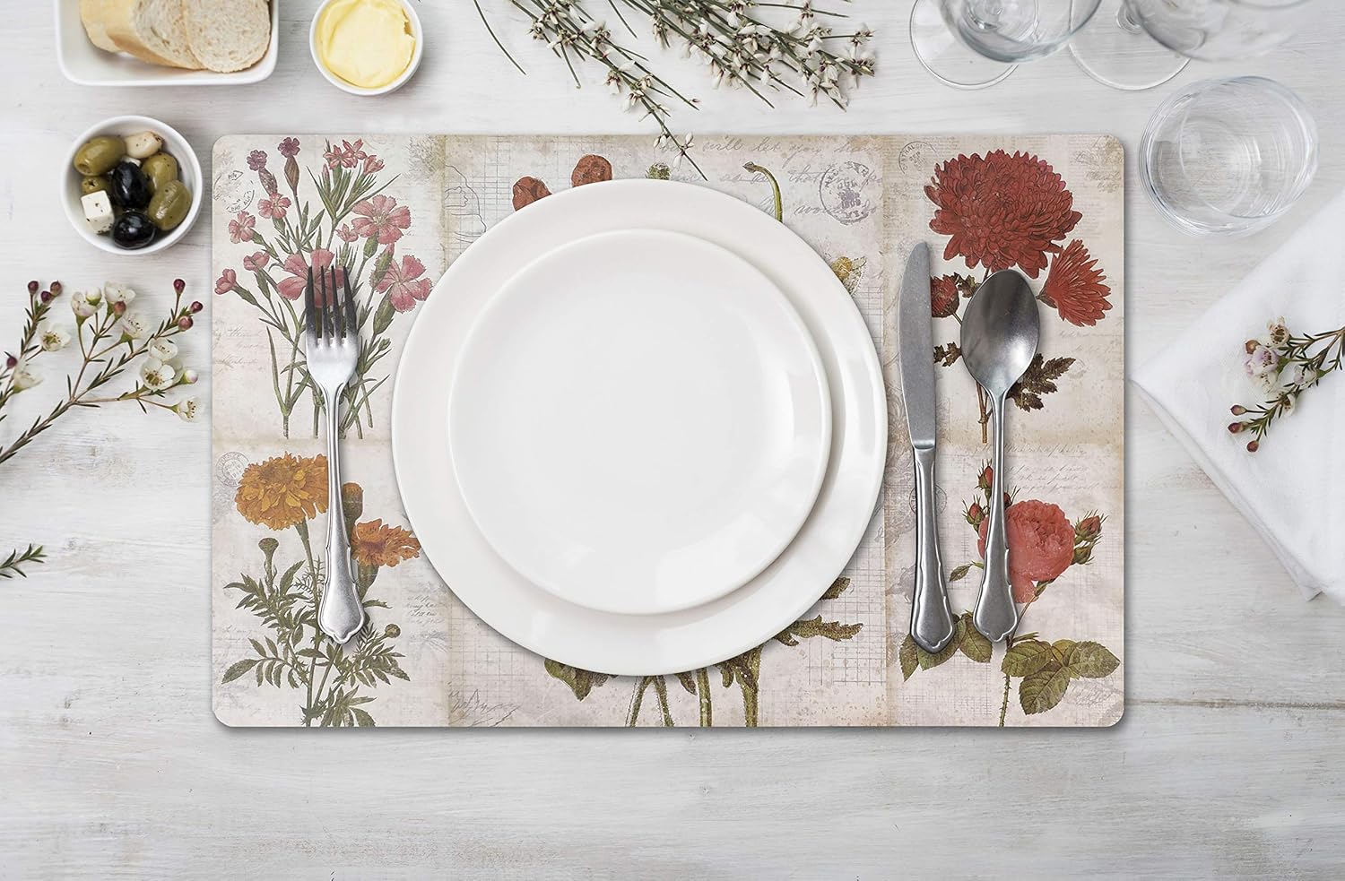 Popular Home Durable Place Mats Set of 4 (Flowers image 2
