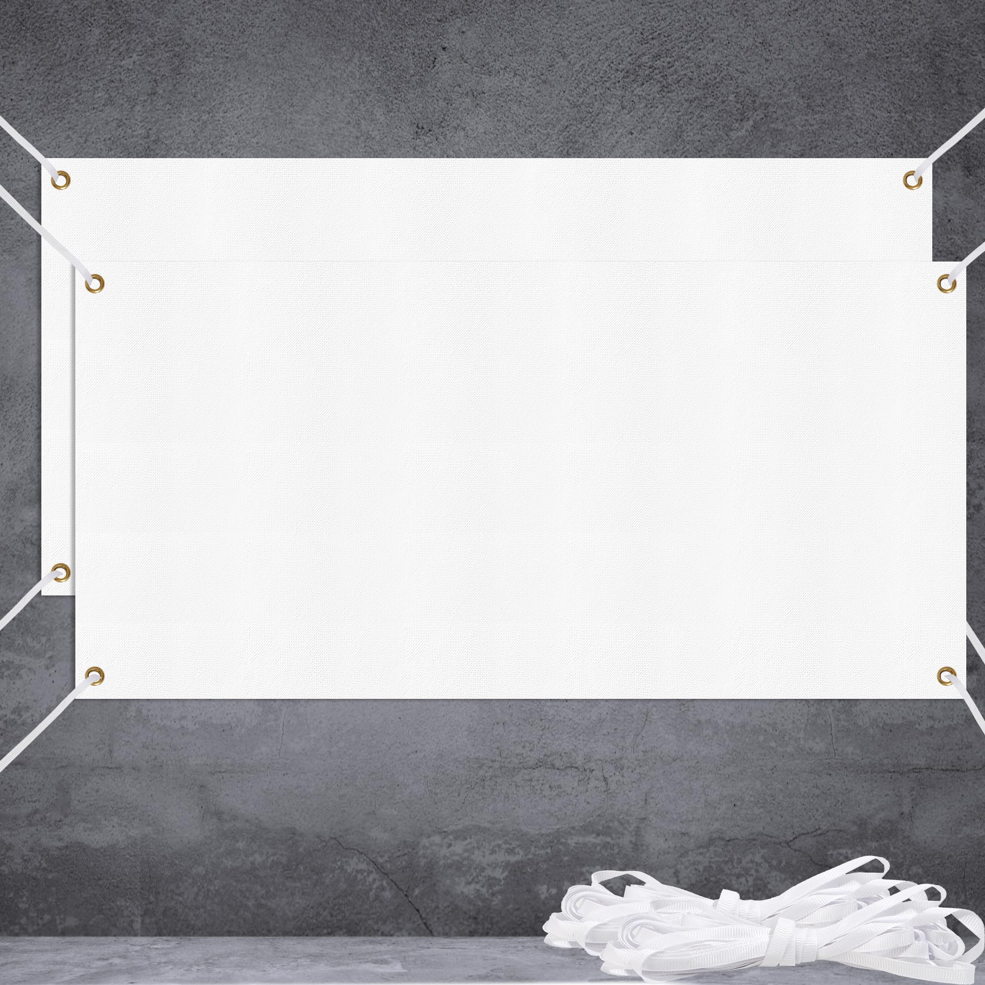 Diueoly 2PCS Large Banners and Signs, White Polyester Oxford Cloth Blank Banner, 3.6x6Ft, DIY Banner with Rope for Indoor/Outdoor Business Office Party Supply