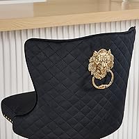 Vista 3 de Juego de 2 taburetes de bar negros y dorados, taburetes de bar de terciopelo con respaldo de ala alta, modernas sillas de bar tapizadas, taburete