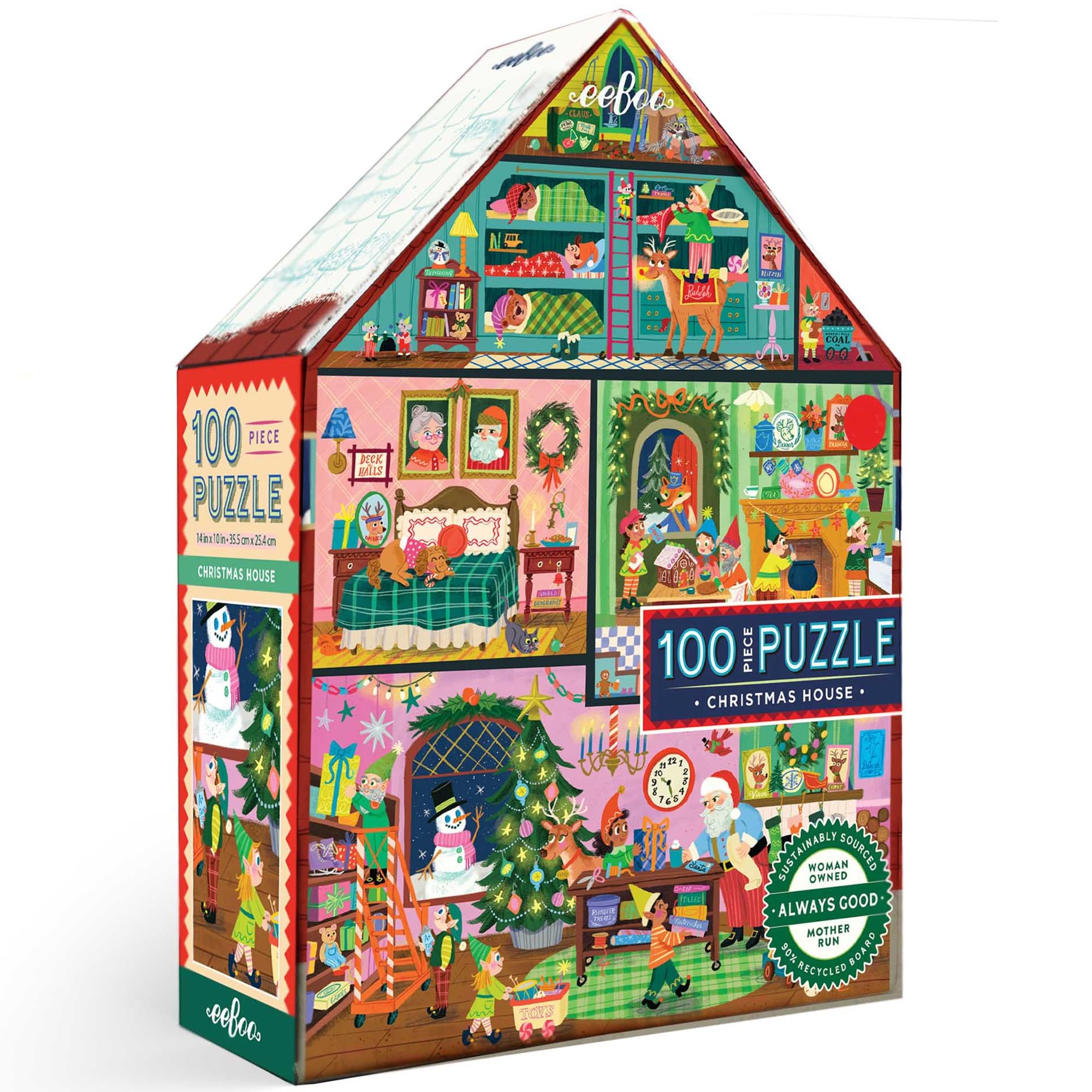 Christmas House 100 Piece Children's Puzzle, 24" x 16", Age 5+ | Develops Fine Motor Skills, Spatial-Reasoning & Patience. Vibrant pieces are double coated, sturdy & dust free