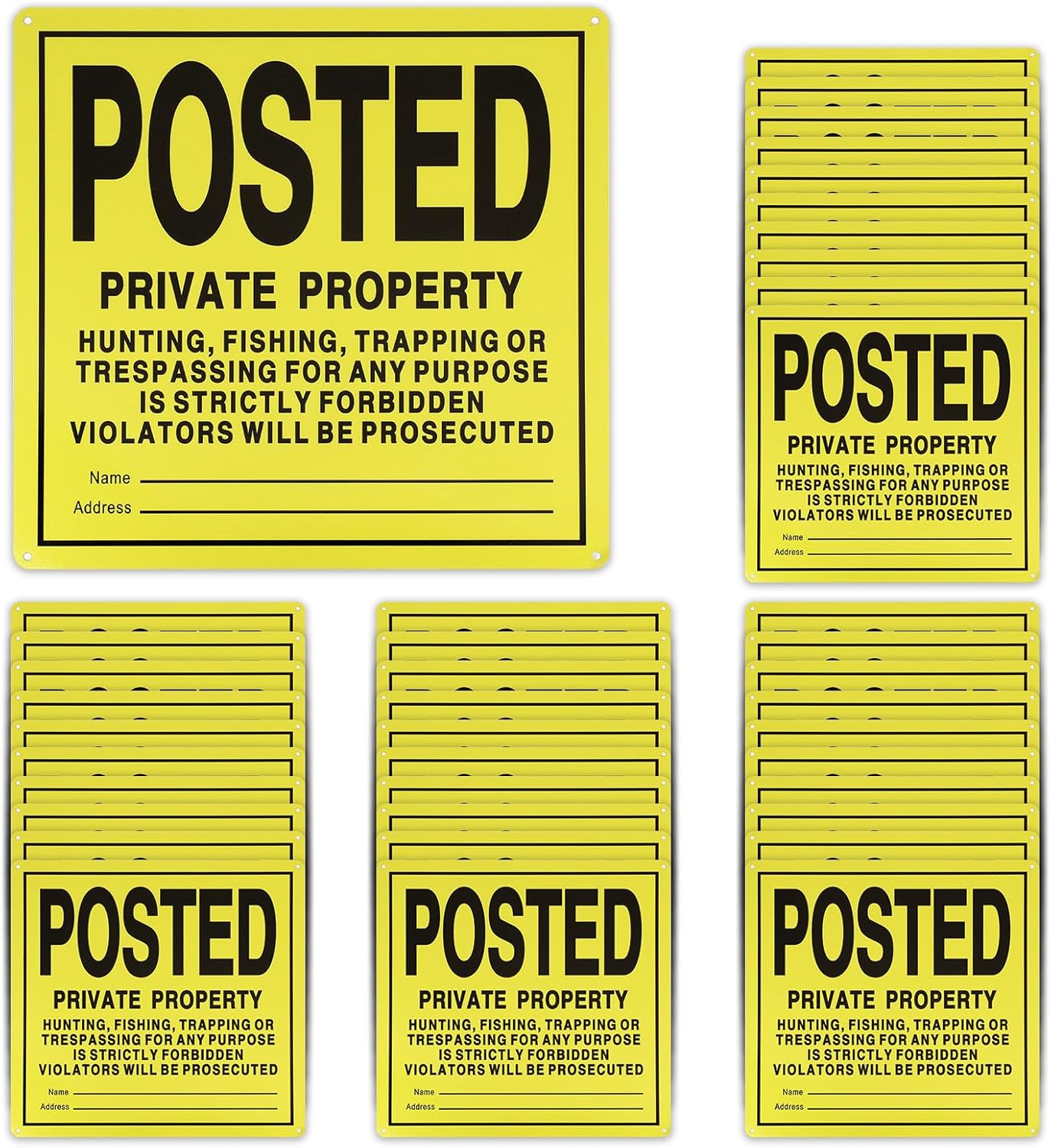8Pcs Posted No Trespassing Signs, No Hunting Reflective aluminum metal posted signs for indoor and outdoor use to warn against hunting, fishing and trapping. (11.8 * 11.8)