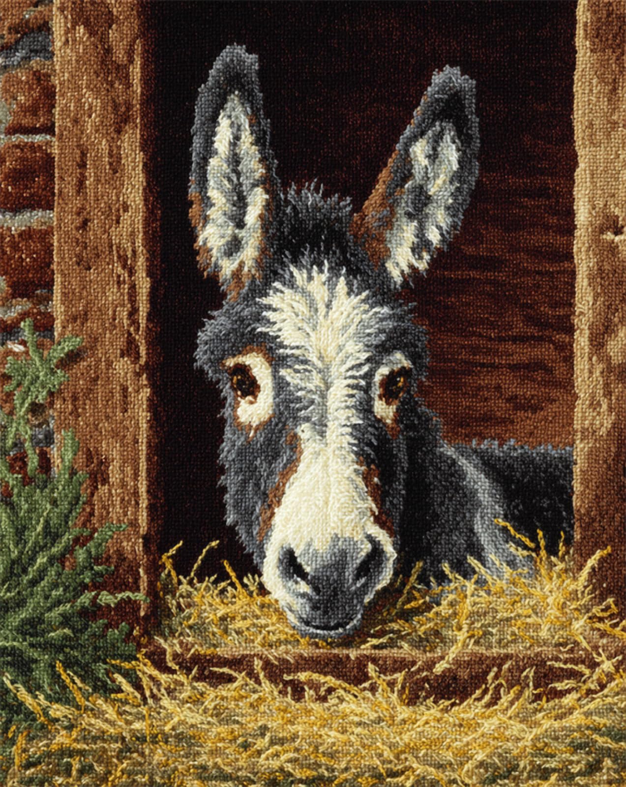 Wallphantom Diy Kit Gancho De Pestillo,burro, animal de granja,Latch Hook Rug Kits,Kit De Ganchillo Para Principiantes,Fabricación De Alfombras,80x115cm
