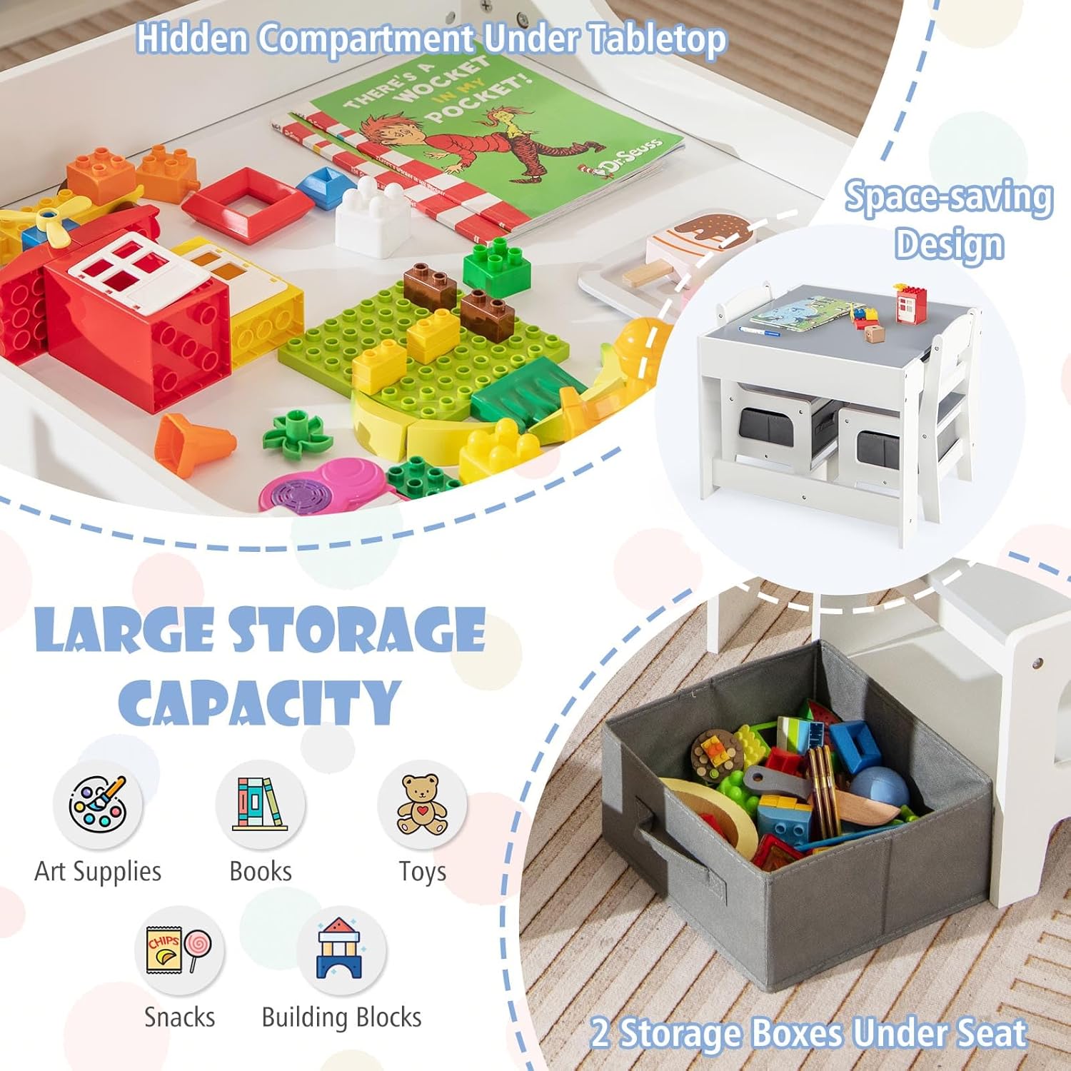 Kids' Wood Table and Chairs Set