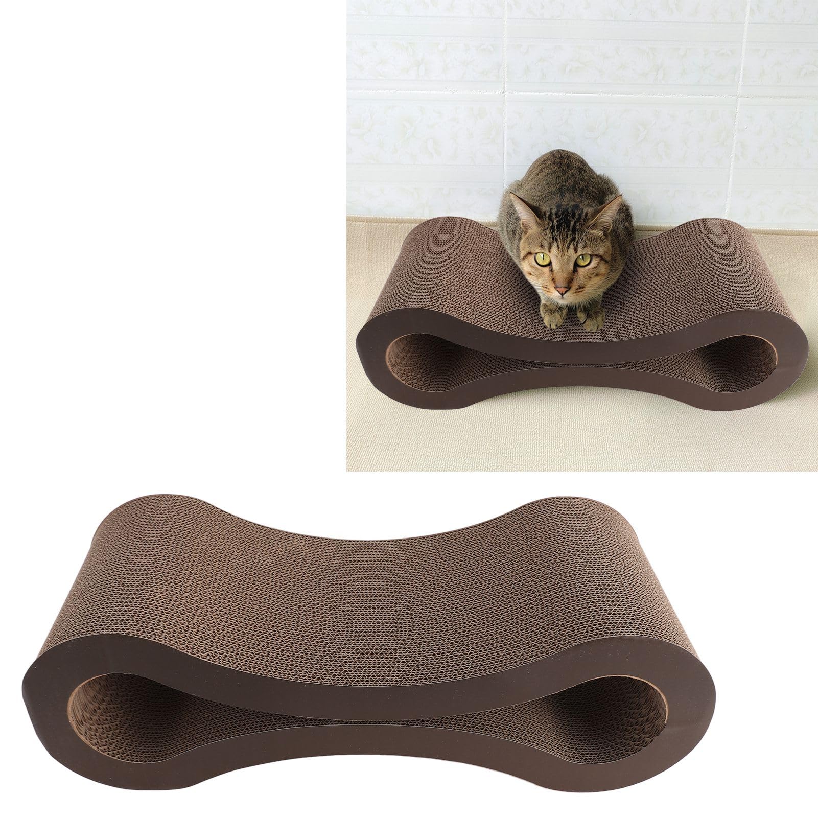 Tiragraffi per gatti Lounge Protezione mobili Letto in cartone ondulato per gatti Tiragraffi ergonomico extra spesso (Caffè)