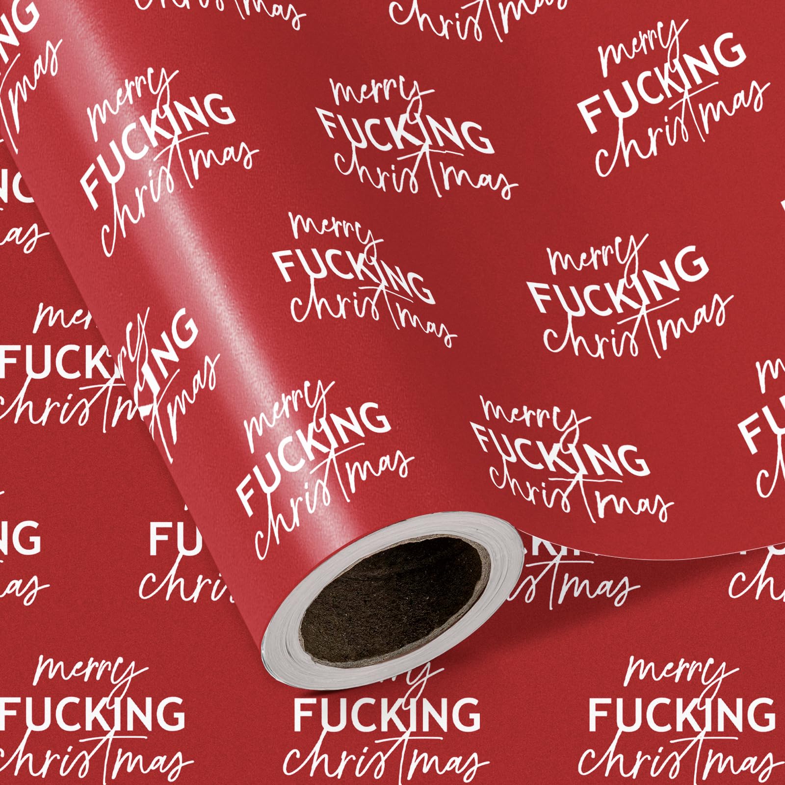 RUSPEPA Funny Christmas Wrapping Paper - Mini Roll - 43.2cm x 5m - Rude Adult Merry Fucking Christmas Funny Wrapping Paper for Winter Holiday, Girlfriend, Boyfriend