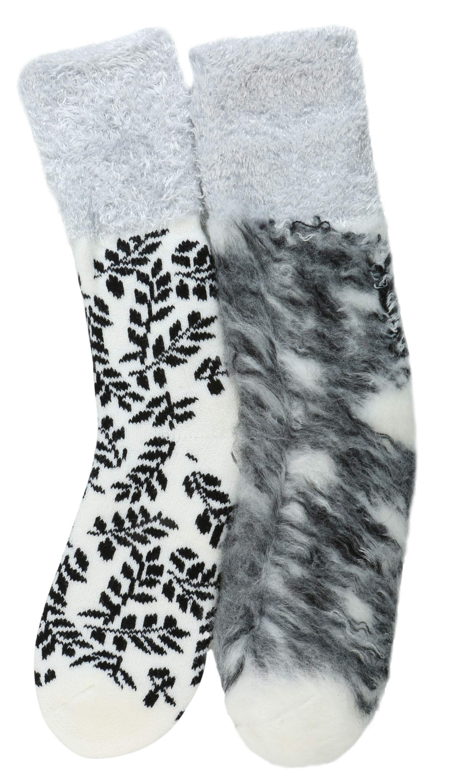 JARSEEN 2 pairs of women's cuddly socks, thermal socks, thick full plush and wool, warm winter Christmas socks with greeting card