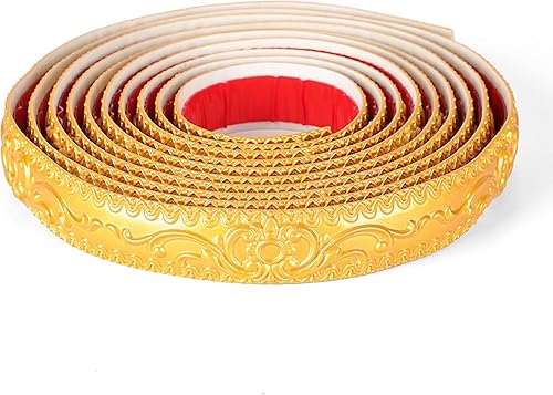 Fubeasi Marco de puerta autoadhesivo de PVC de 5 M con borde de papel para pared impermeable para decoración del hogar dorado