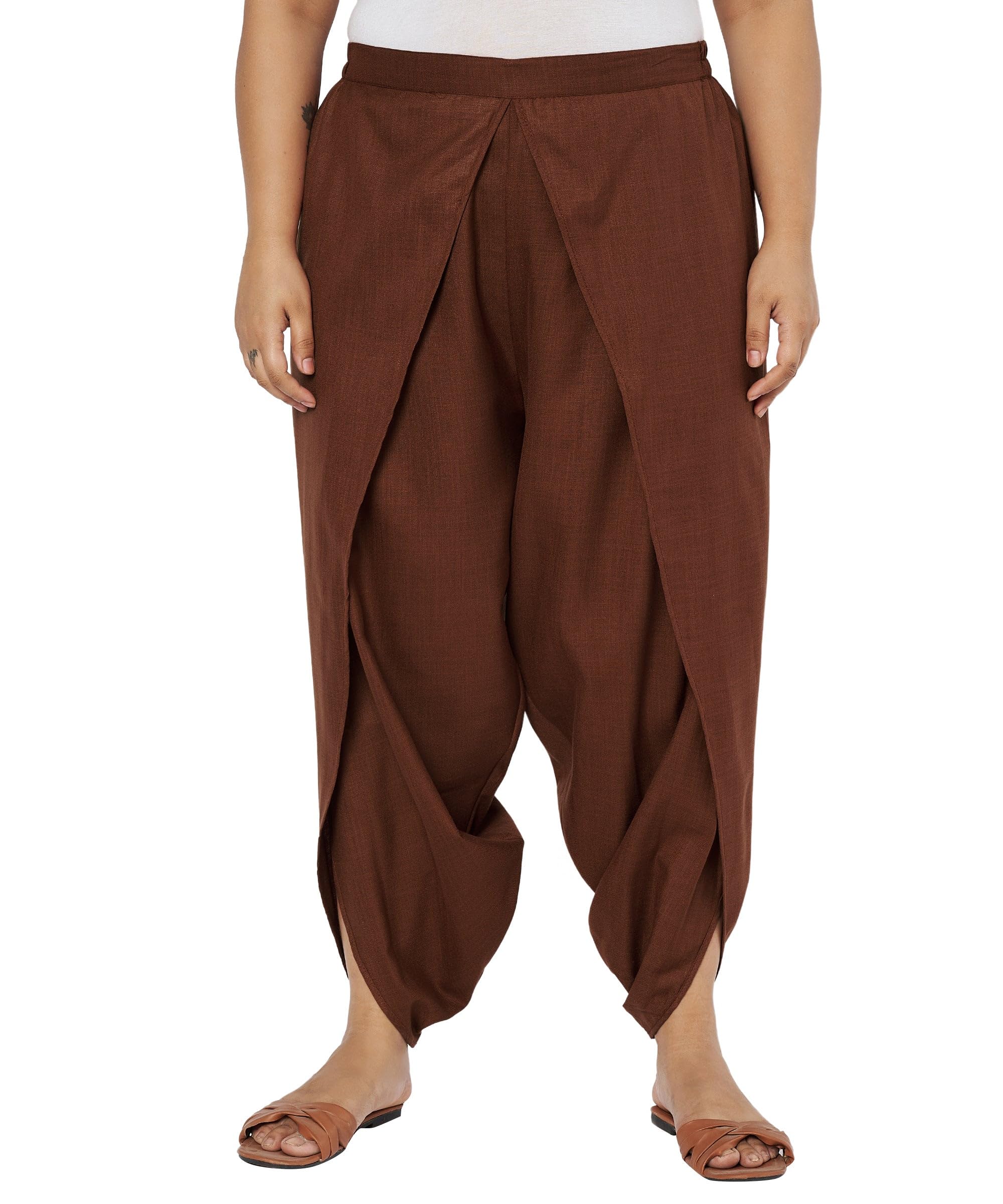 9rasa Women's Plus Size Cotton Solid Dhoti Yoga Pants for Casual Evening Workwear-picture-21